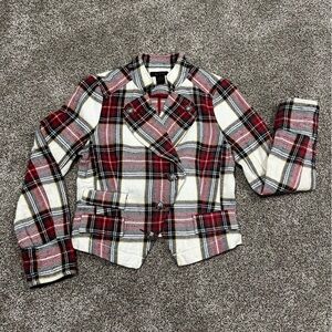 Women’s cropped plaid blazer